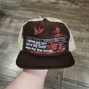 Vintage Funny fishing cap snapback hat cb